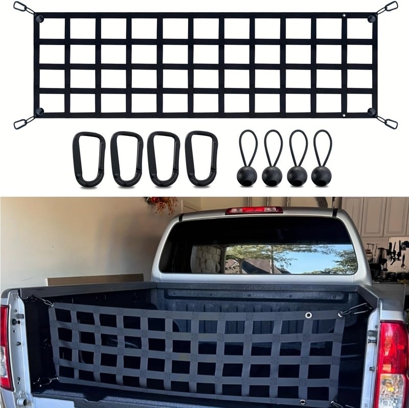Wingsflee Tailgate Net - for Full Size Truck Cargo Net Compatible with Ford, Chevy, Dodge,Ram etc - Tail Gate Extender Nets for Pickup Truck Bed Accessories (60" x 18") - Image 1